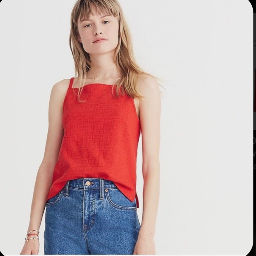 Cherry red Madewell apron tank top